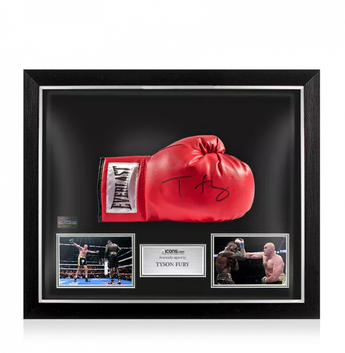 Tyson Fury Signed Red Everlast Boxing Glove In Bubble Frame: Option 1