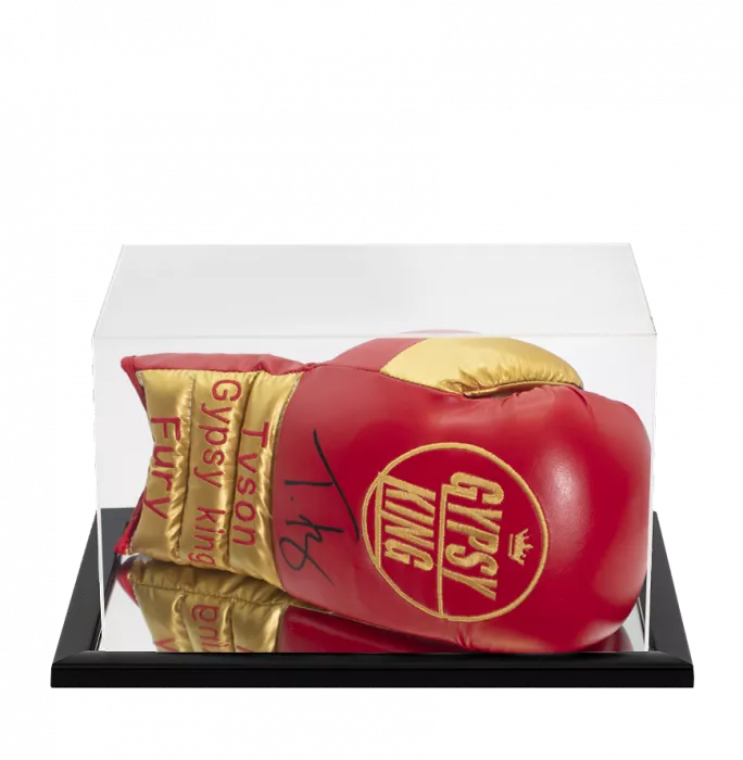 Tyson Fury Signed Red & Gold Boxing Glove In Acrylic Case