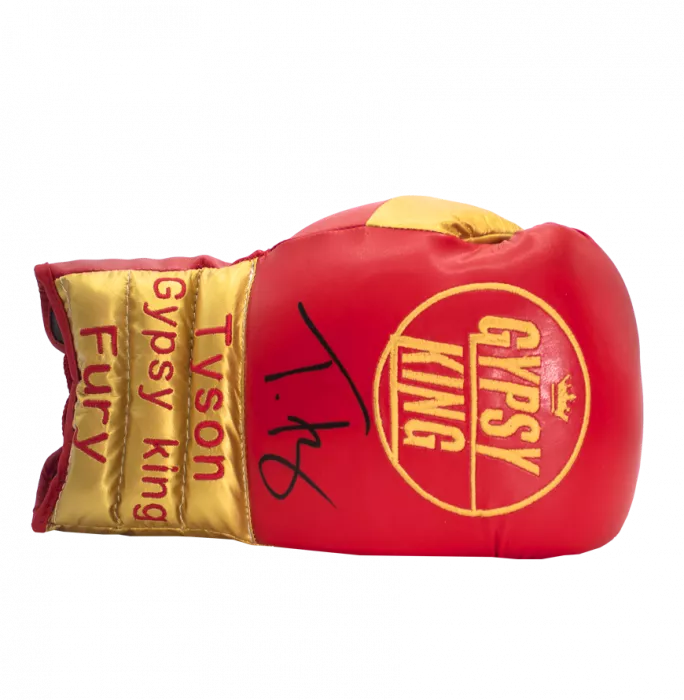 Tyson Fury Signed Red & Gold Boxing Glove In Bubble Frame: Option 1