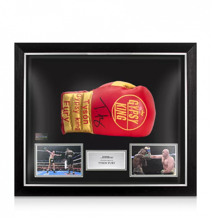 Tyson Fury Signed Red & Gold Boxing Glove In Bubble Frame: Option 1