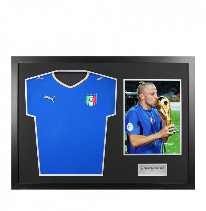 UNSIGNED Alessandro Del Piero Italy Shirt In Tribute Frame