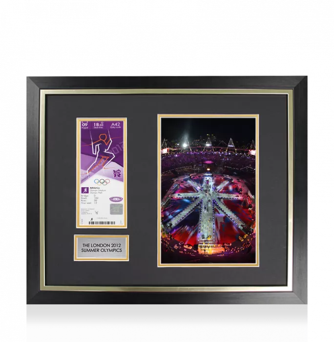 UNSIGNED and Framed London 2012 Olympics Ticket: Athletics August 9th (M 200m – Bolt; M 800m – Rudisha)