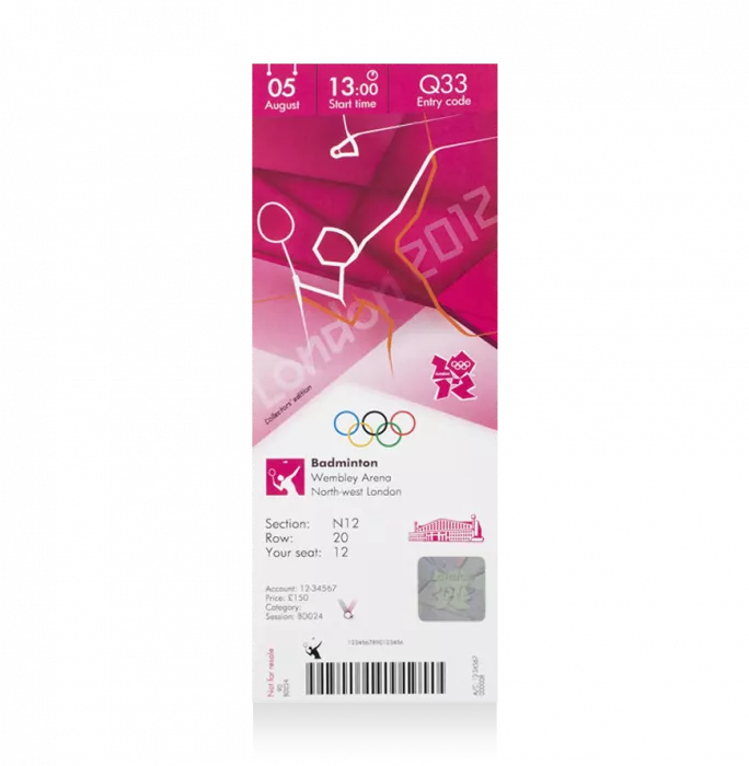 UNSIGNED And Framed London 2012 Olympics Ticket: Badminton August 5th