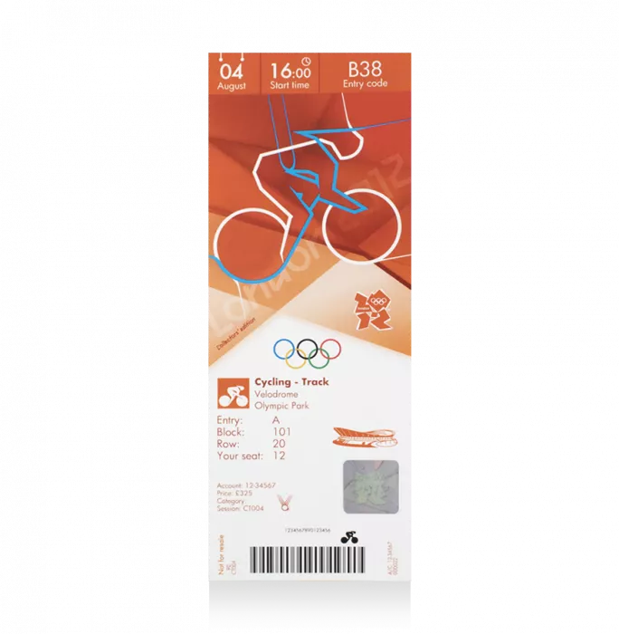 UNSIGNED And Framed London 2012 Olympics Ticket: Track Cycling August 4th (W Team Pursuit – GB Gold)