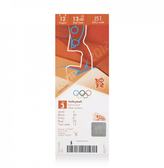 UNSIGNED And Framed London 2012 Olympics Ticket: Volleyball August 12th