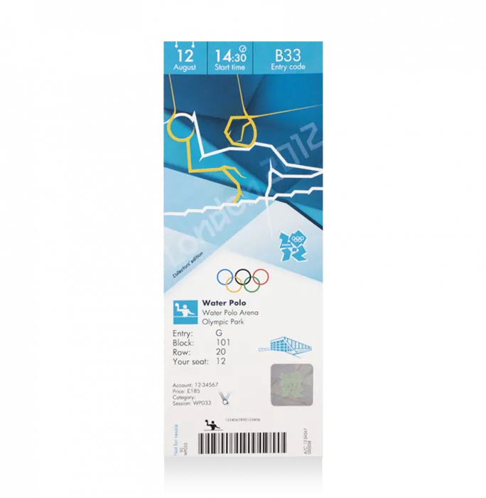 UNSIGNED And Framed London 2012 Olympics Ticket: Water Polo August 12th