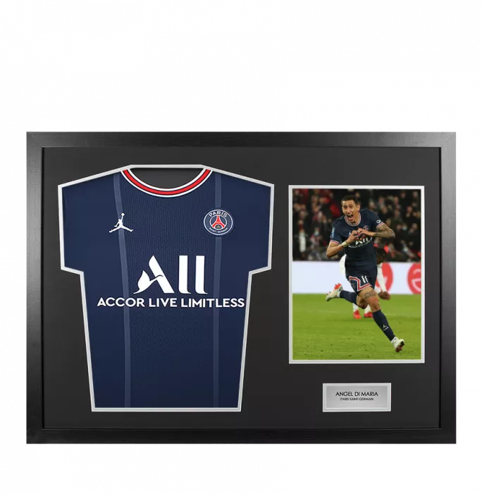UNSIGNED Angel Di Maria Paris Saint-Germain Shirt In Tribute Frame
