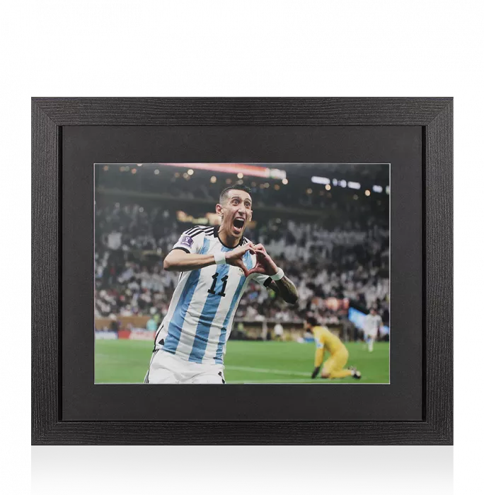 UNSIGNED Angel Di Maria Photo In Black Wooden Frame: Argentina Celebration