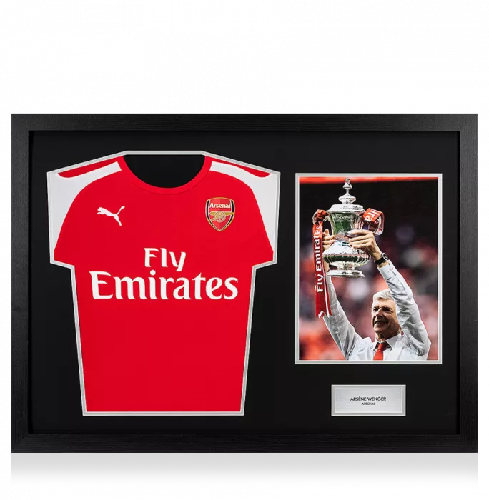 UNSIGNED Arsene Wenger Arsenal Shirt In Tribute Frame