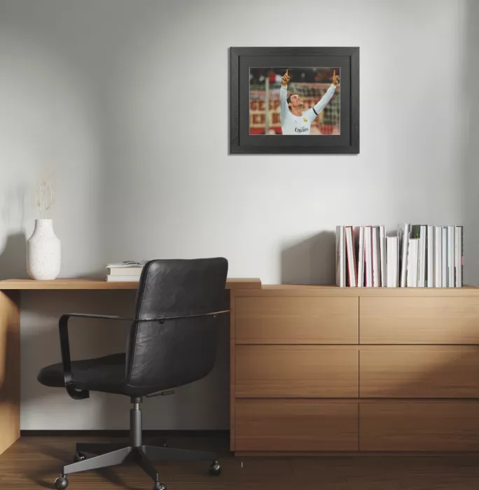 UNSIGNED Cristiano Ronaldo Photo In Black Wooden Frame: Real Madrid CF Legend