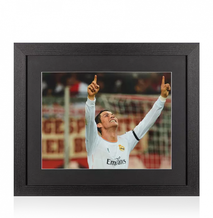UNSIGNED Cristiano Ronaldo Photo In Black Wooden Frame: Real Madrid CF Legend