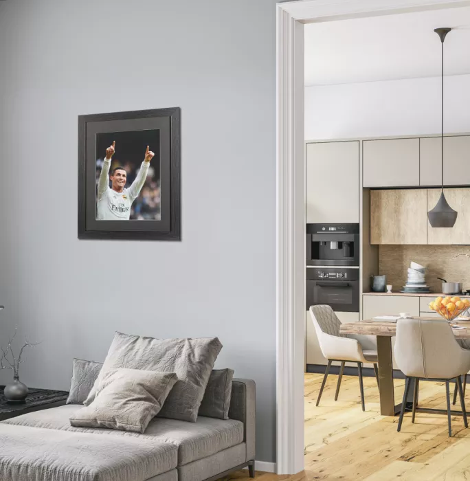 UNSIGNED Cristiano Ronaldo Photo In Black Wooden Frame: Real Madrid CF Icon