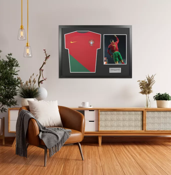 UNSIGNED Cristiano Ronaldo Portugal Shirt In Tribute Frame