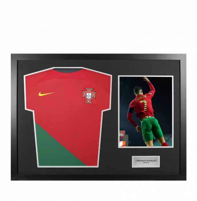 UNSIGNED Cristiano Ronaldo Portugal Shirt In Tribute Frame