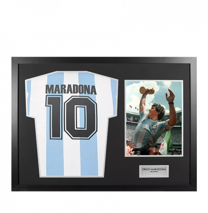 UNSIGNED Diego Maradona Argentina Shirt In Tribute Frame