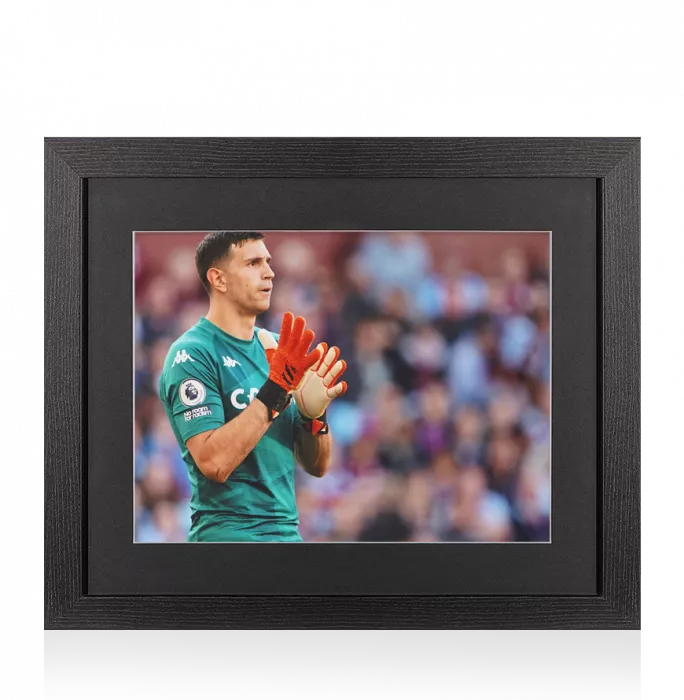 UNSIGNED Emiliano Martinez Photo In Black Wooden Frame: Aston Villa In Action