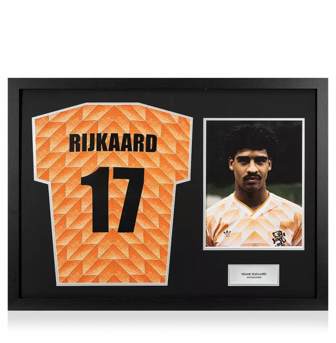 UNSIGNED Frank Rijkaard Netherlands 1988 Home Shirt In Tribute Frame