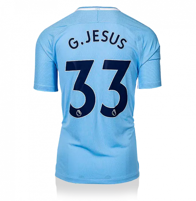 UNSIGNED Gabriel Jesus Manchester City 2017-18 Home Shirt