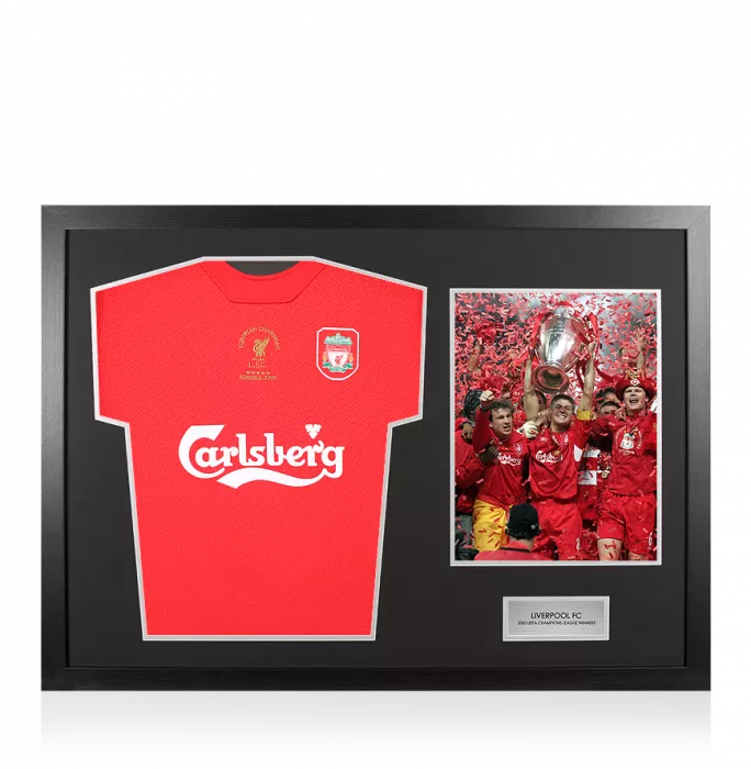 UNSIGNED Liverpool FC 2005 Shirt In Tribute Frame: 2005 UEFA Champions League Winners Edition
