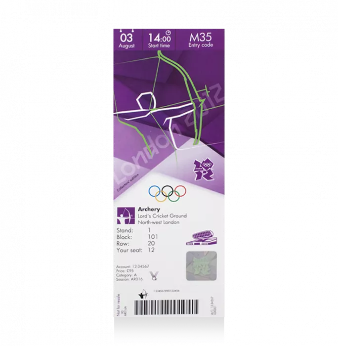 UNSIGNED London 2012 Olympics Ticket: Archery August 3rd