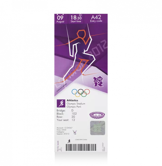 UNSIGNED London 2012 Olympics Ticket: Athletics August 9th (M 200m – Bolt; M 800m – Rudisha)