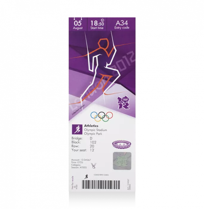 UNSIGNED London 2012 Olympics Ticket: Athletics August 5th (M 100m – Bolt; W 400m – Ohuruogu Silver)