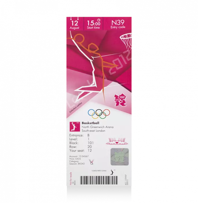 UNSIGNED London 2012 Olympics Ticket: Basketball August 12th (M Final)
