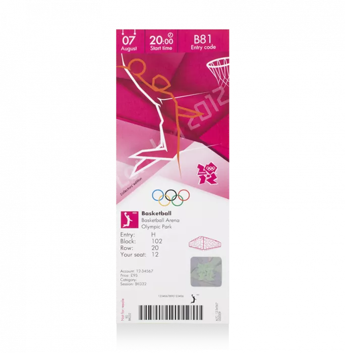 UNSIGNED London 2012 Olympics Ticket: Basketball August 7th