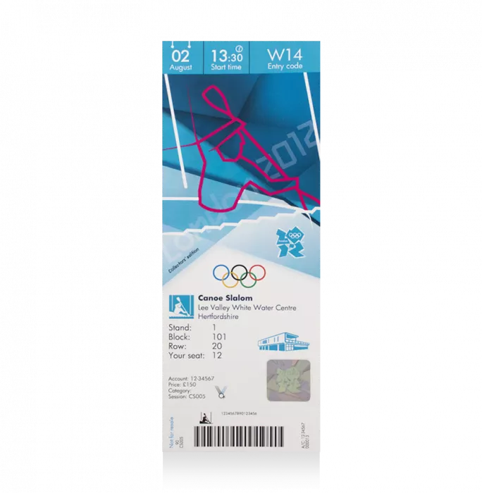 UNSIGNED London 2012 Olympics Ticket: Canoe Slalom August 12th