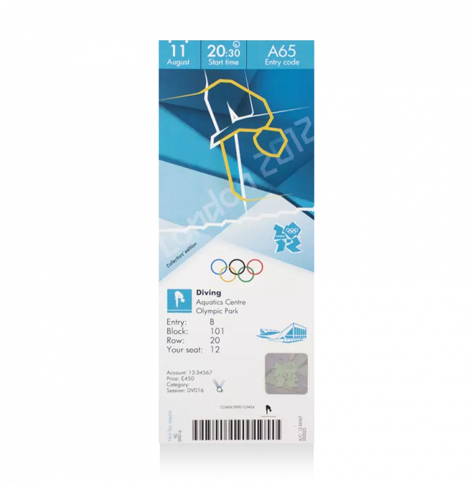 UNSIGNED London 2012 Olympics Ticket: Diving August 11th (Tom Daley Bronze)