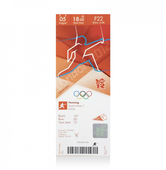 UNSIGNED London 2012 Olympics Ticket: Fencing August 5th
