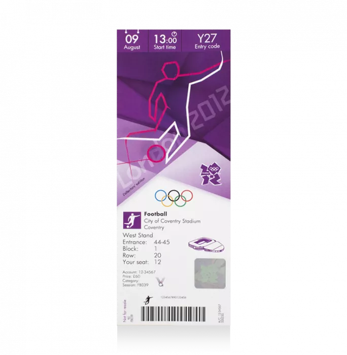 UNSIGNED London 2012 Olympics Ticket: Football August 9th (W Bronze)