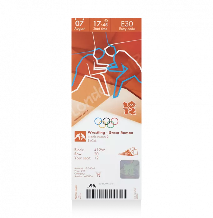 UNSIGNED London 2012 Olympics Ticket: Greco-Roman Wrestling August 7th