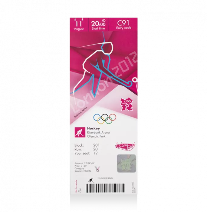 UNSIGNED London 2012 Olympics Ticket: Hockey August 11th