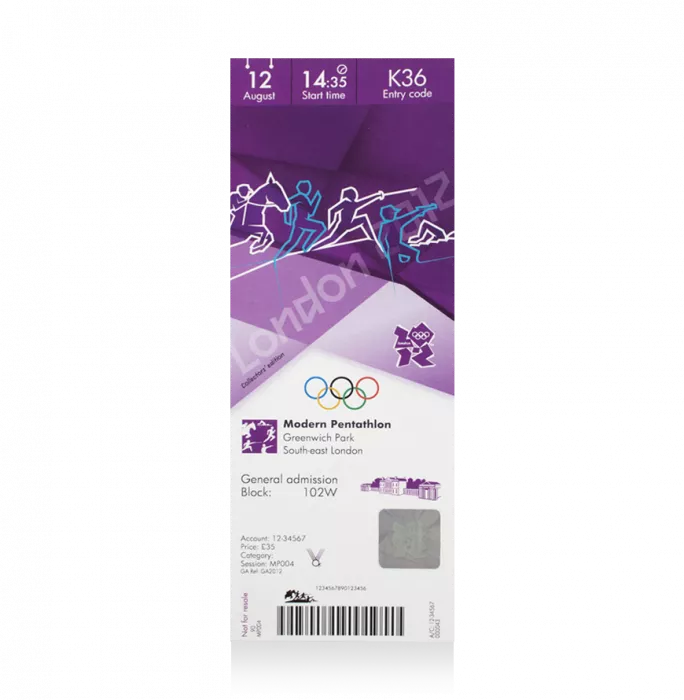 UNSIGNED London 2012 Olympics Ticket: Modern Pentathlon August 12th