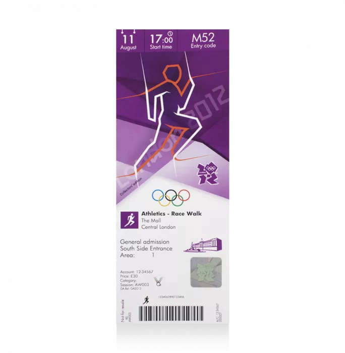 UNSIGNED London 2012 Olympics Ticket: Race Walk August 11th