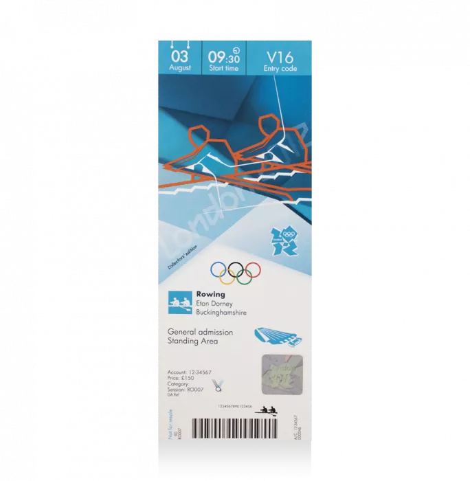 UNSIGNED London 2012 Olympics Ticket: Rowing August 3rd (Katherine Grainger Gold)