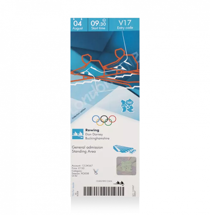 UNSIGNED London 2012 Olympics Ticket: Rowing August 4th (GB Gold Men's Four; GB Gold Women's Lightweight Double Skulls)
