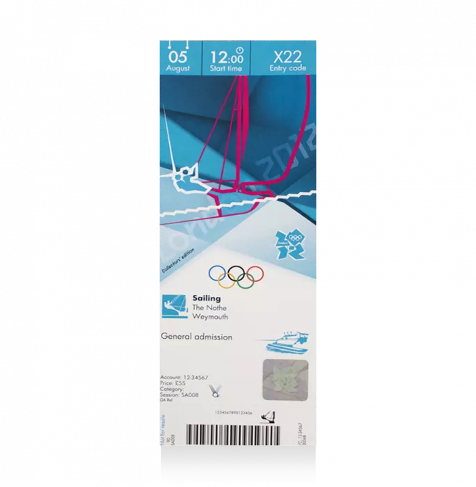 UNSIGNED London 2012 Olympics Ticket: Sailing August 5th