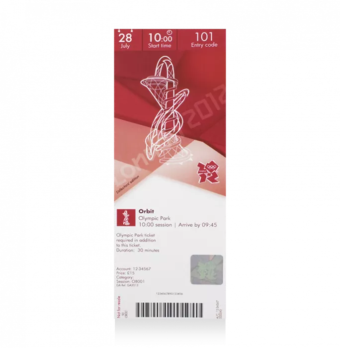UNSIGNED London 2012 Olympics Ticket: The Orbit