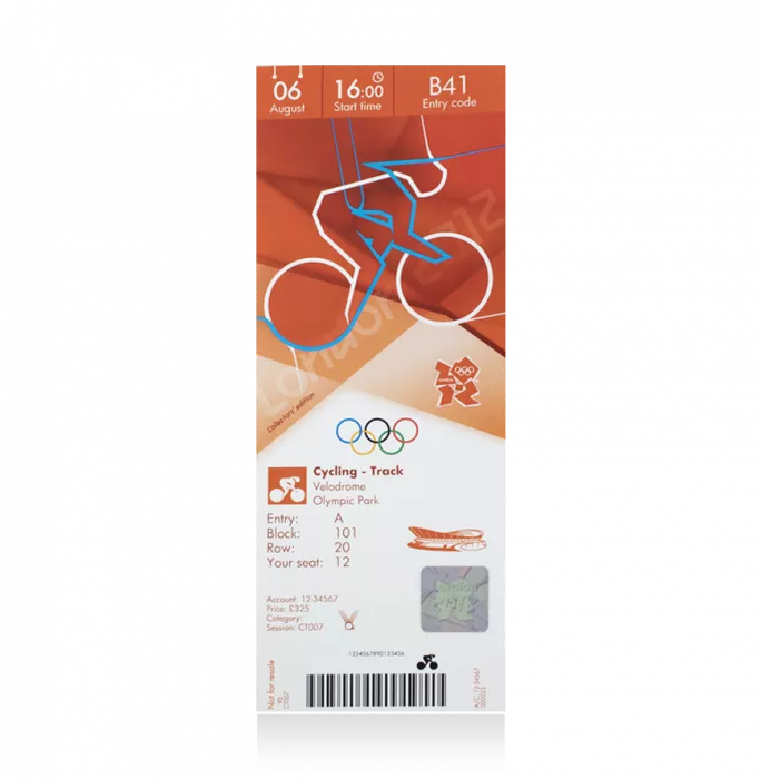 UNSIGNED London 2012 Olympics Ticket: Track Cycling August 6th (M Sprint – Jason Kenny Gold)