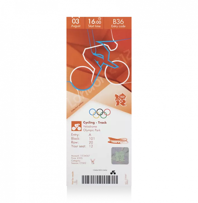 UNSIGNED London 2012 Olympics Ticket: Track Cycling August 3rd (M Team Pursuit; W Keirin – Pendleton Gold)