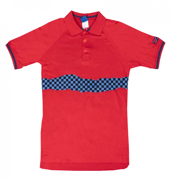 UNSIGNED MATCH USED John McEnroe Red And Blue Chequered Nike Tennis Shirt