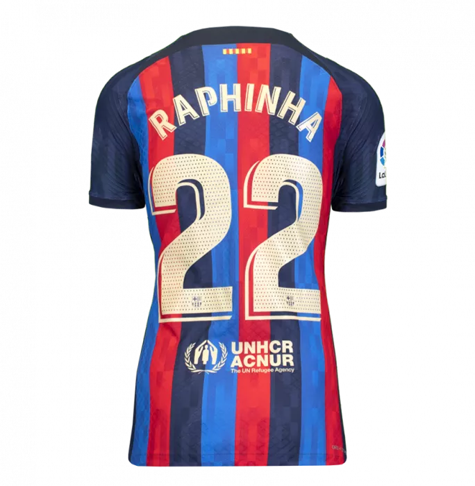 UNSIGNED MATCH WORN Raphinha FC Barcelona 2022-23 Home Shirt: Worn vs Sevilla
