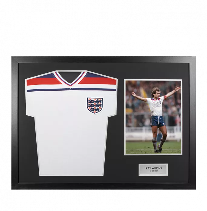 UNSIGNED Ray Wilkins England Shirt In Tribute Frame