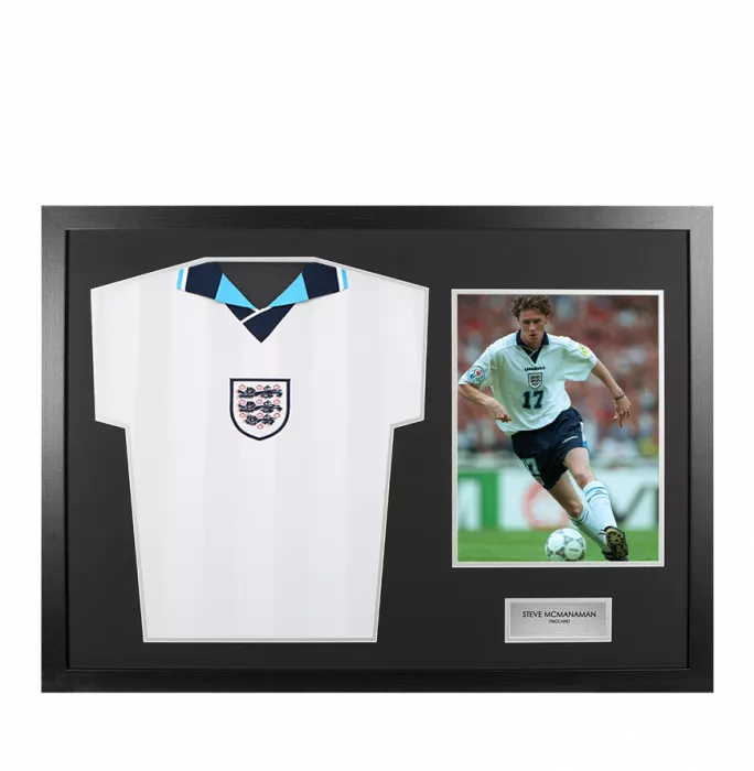 UNSIGNED Steve McManaman England Shirt In Tribute Frame