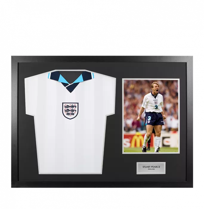 UNSIGNED Stuart Pearce England Shirt In Tribute Frame