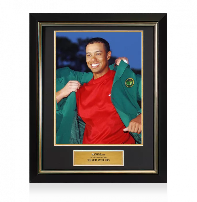 UNSIGNED Tiger Woods Masters Trophy Framed Photo - The 2005 Masters Winner