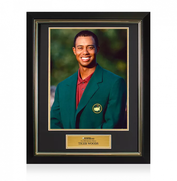 UNSIGNED Tiger Woods Masters Trophy Framed Photo - The 2002 Masters Winner