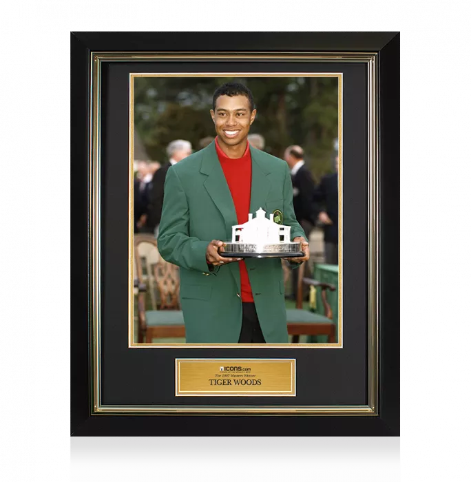 UNSIGNED Tiger Woods Masters Trophy Framed Photo - The 1997 Masters Winner